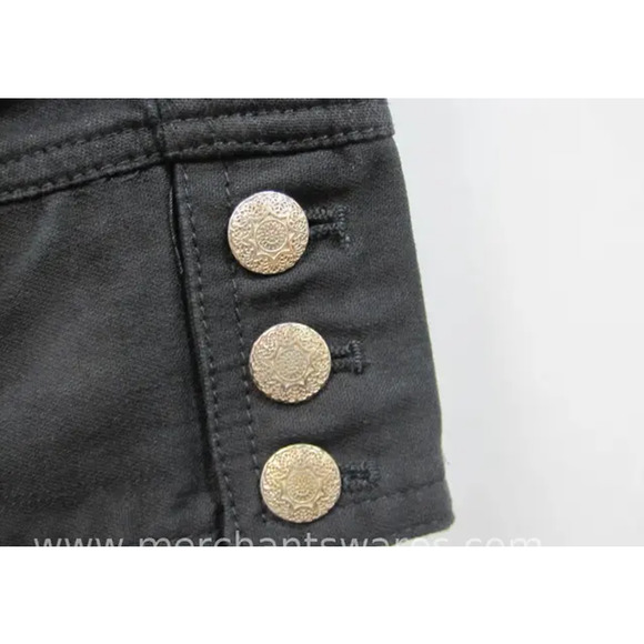 NWT-Denim & Co Sz L Black Stretch Denim Blazer with Silver Flowered Buttons - Picture 6 of 13